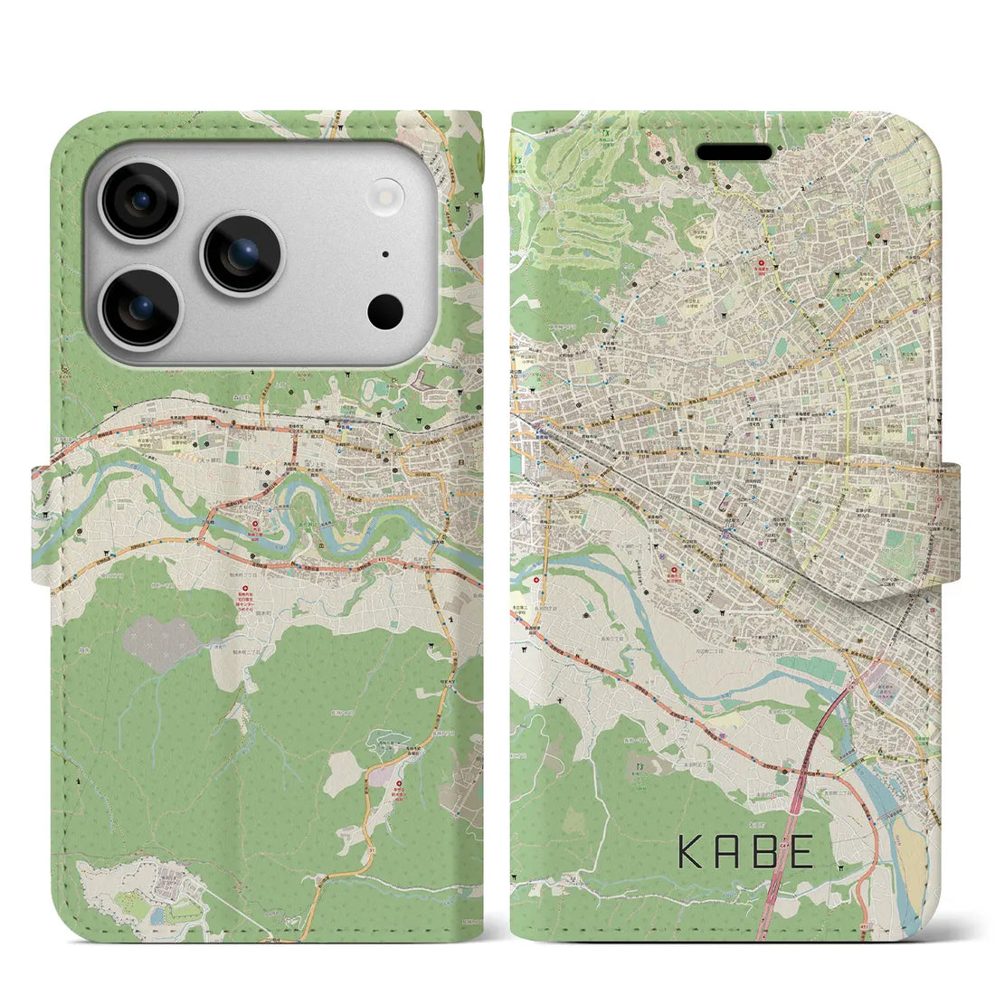 【河辺(東京都)】地図柄iPhoneケース(手帳タイプ)ナチュラル・iPhone 17 Pro Max 用