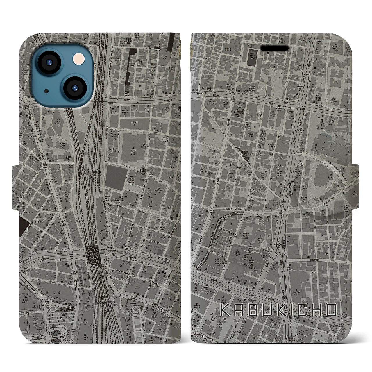 【歌舞伎町(東京都)】地図柄iPhoneケース(手帳タイプ)