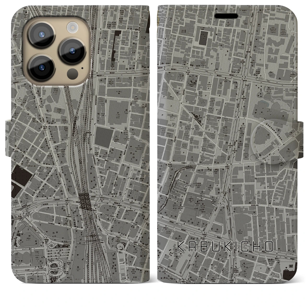 【歌舞伎町(東京都)】地図柄iPhoneケース(手帳タイプ)