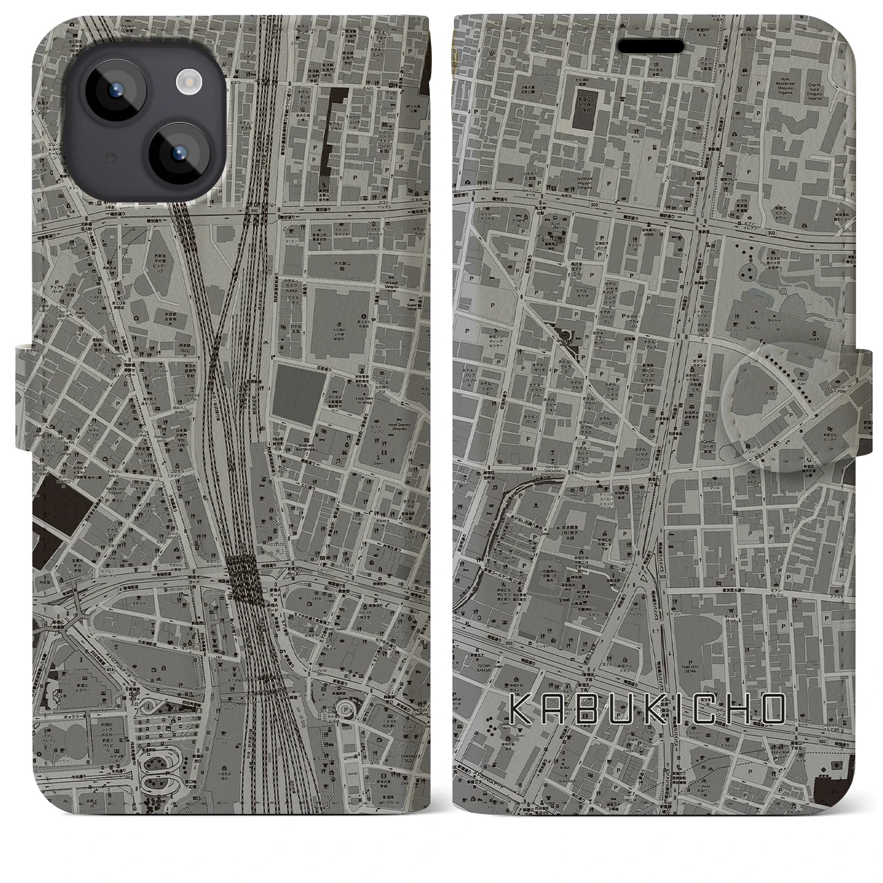 【歌舞伎町(東京都)】地図柄iPhoneケース(手帳タイプ)