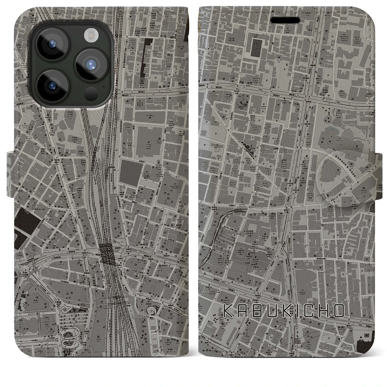 【歌舞伎町(東京都)】地図柄iPhoneケース(手帳タイプ)