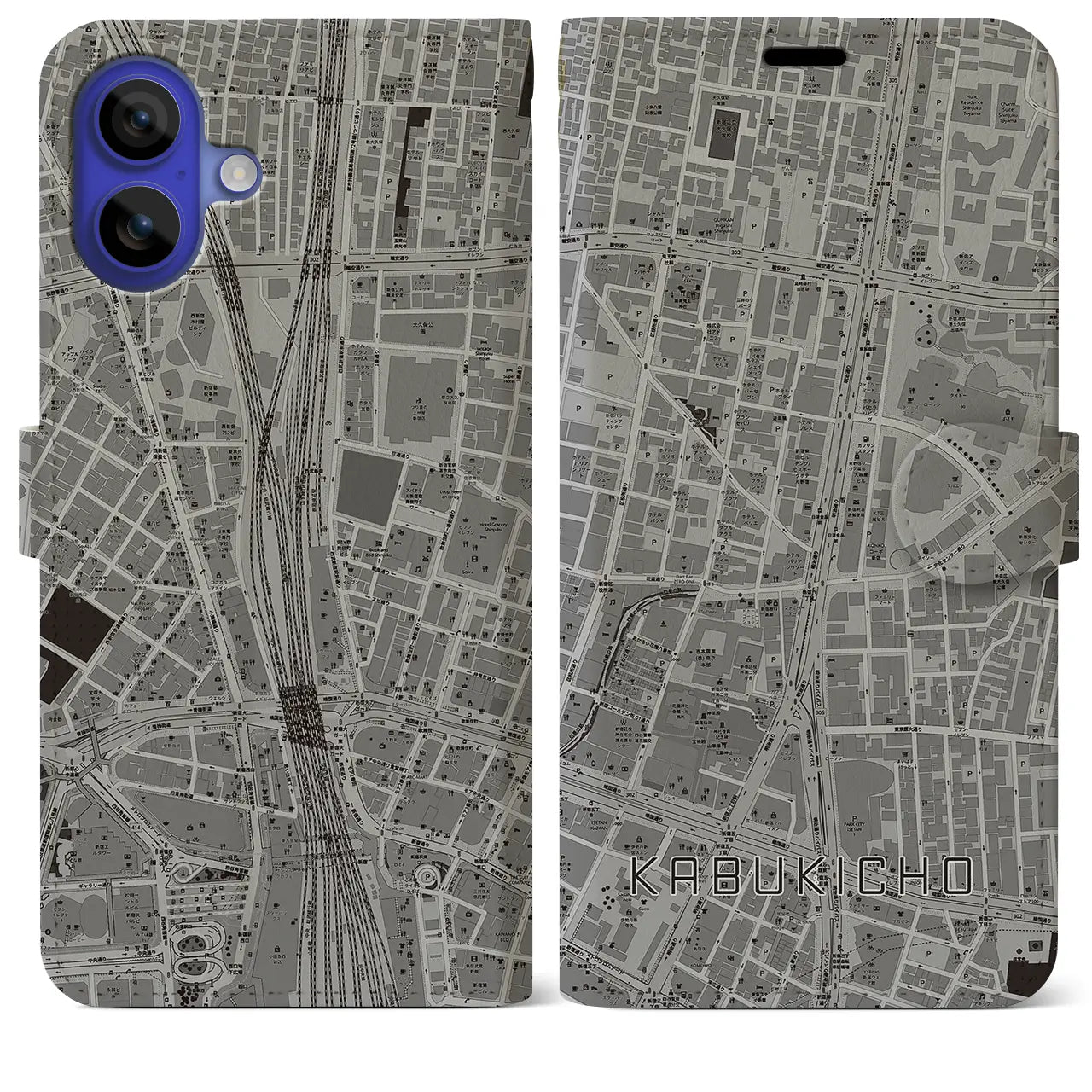 【歌舞伎町(東京都)】地図柄iPhoneケース(手帳タイプ)