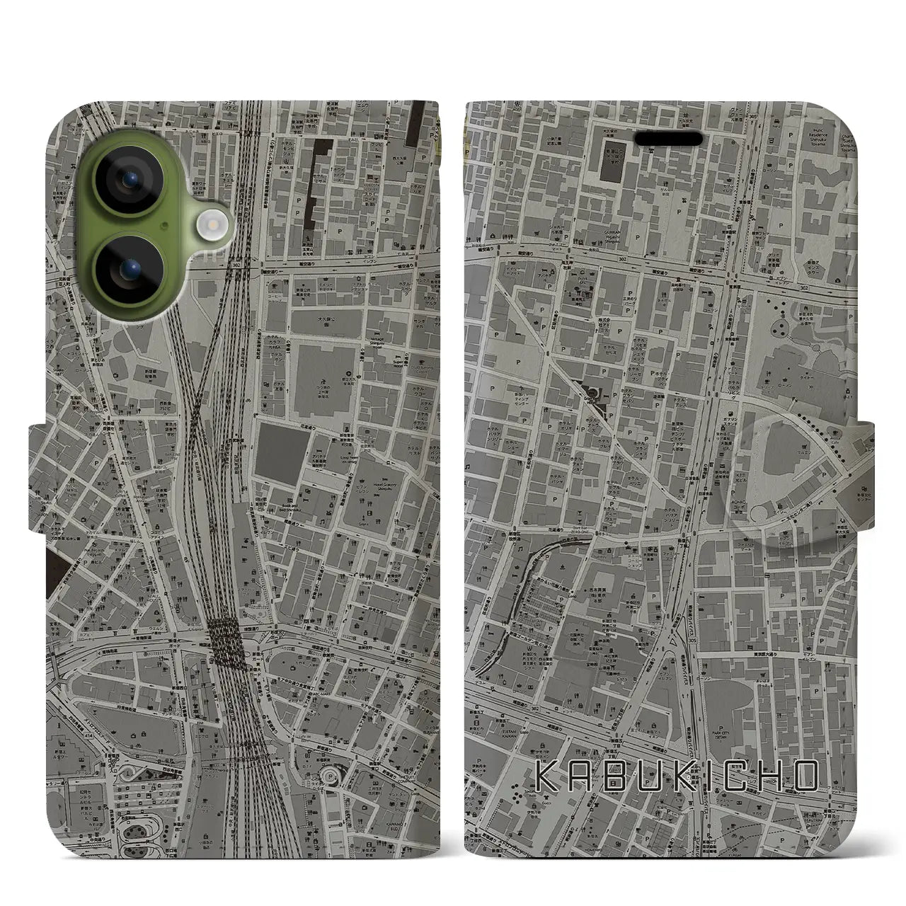 【歌舞伎町(東京都)】地図柄iPhoneケース(手帳タイプ)