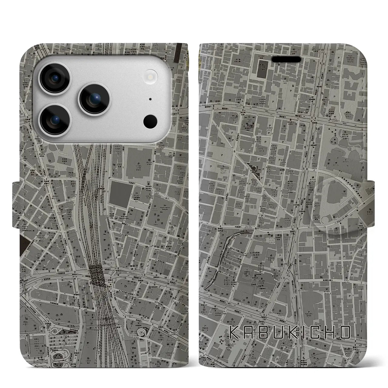 【歌舞伎町(東京都)】地図柄iPhoneケース(手帳タイプ)