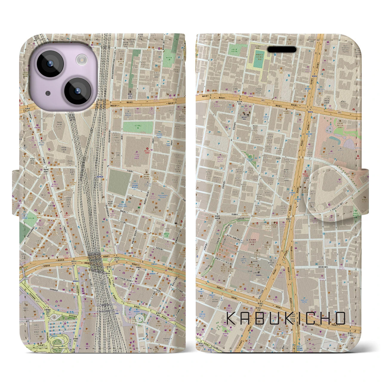 【歌舞伎町(東京都)】地図柄iPhoneケース(手帳タイプ)