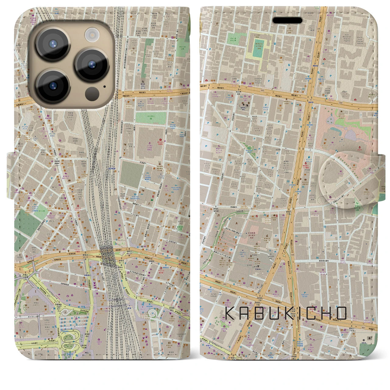 【歌舞伎町(東京都)】地図柄iPhoneケース(手帳タイプ)