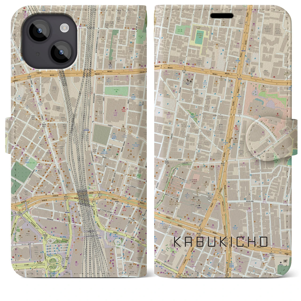 【歌舞伎町(東京都)】地図柄iPhoneケース(手帳タイプ)
