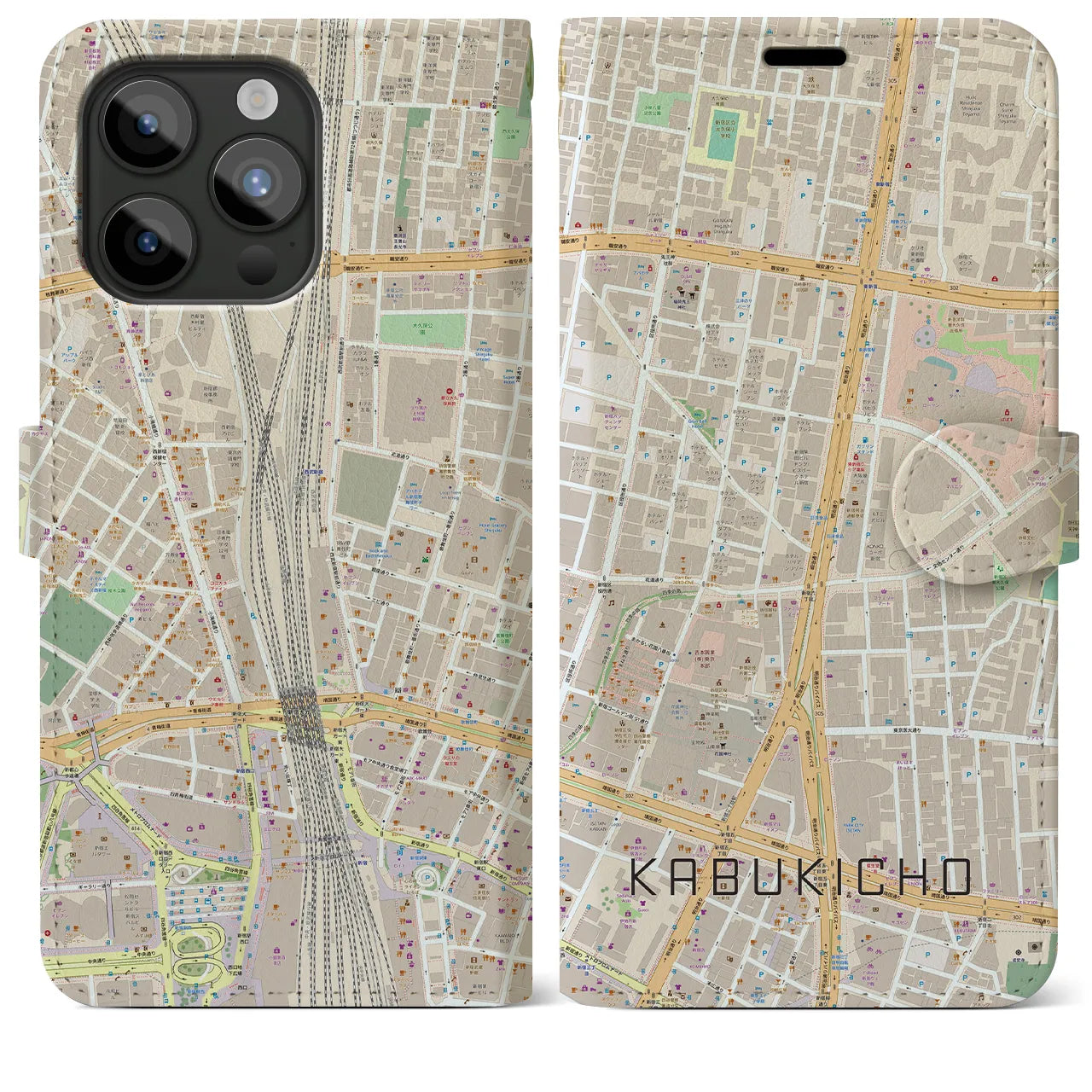 【歌舞伎町(東京都)】地図柄iPhoneケース(手帳タイプ)
