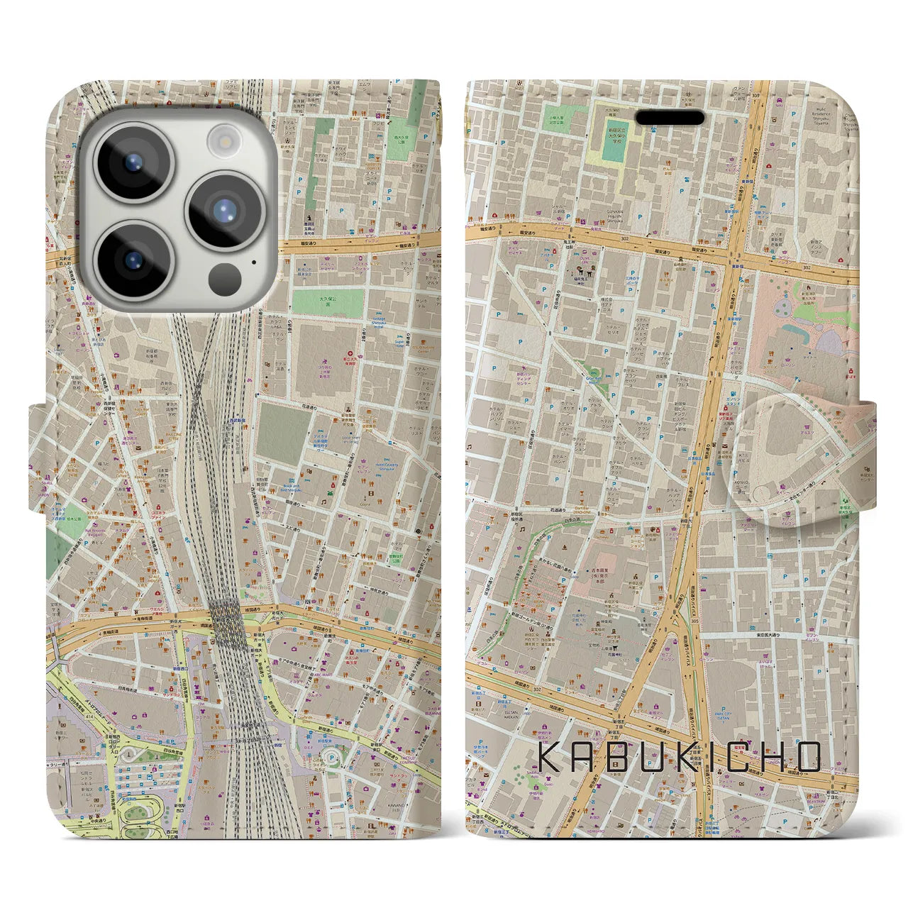 【歌舞伎町(東京都)】地図柄iPhoneケース(手帳タイプ)