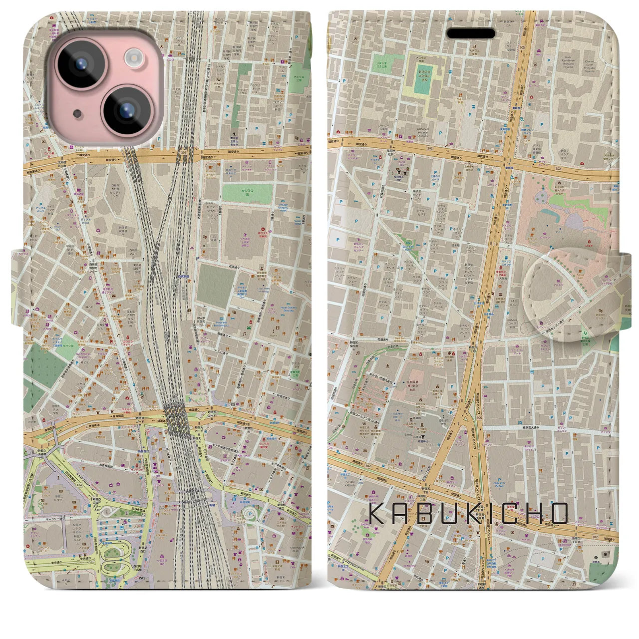 【歌舞伎町(東京都)】地図柄iPhoneケース(手帳タイプ)