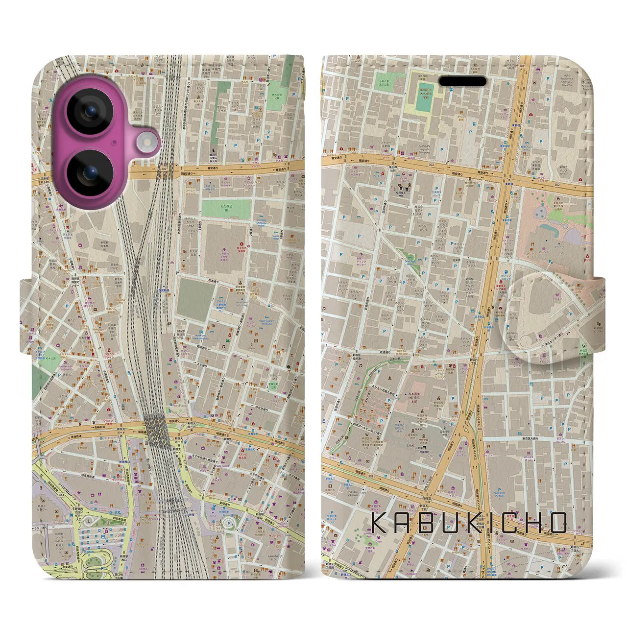 【歌舞伎町(東京都)】地図柄iPhoneケース(手帳タイプ)