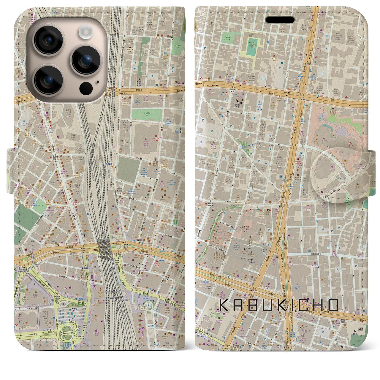 【歌舞伎町(東京都)】地図柄iPhoneケース(手帳タイプ)