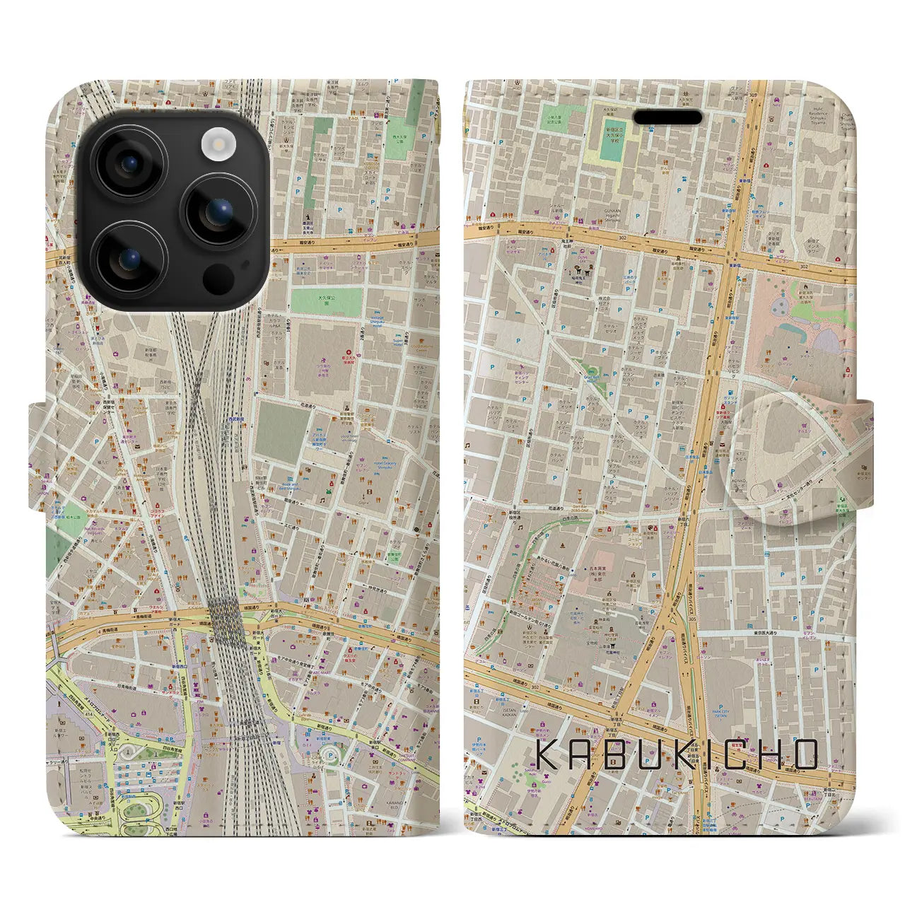 【歌舞伎町(東京都)】地図柄iPhoneケース(手帳タイプ)