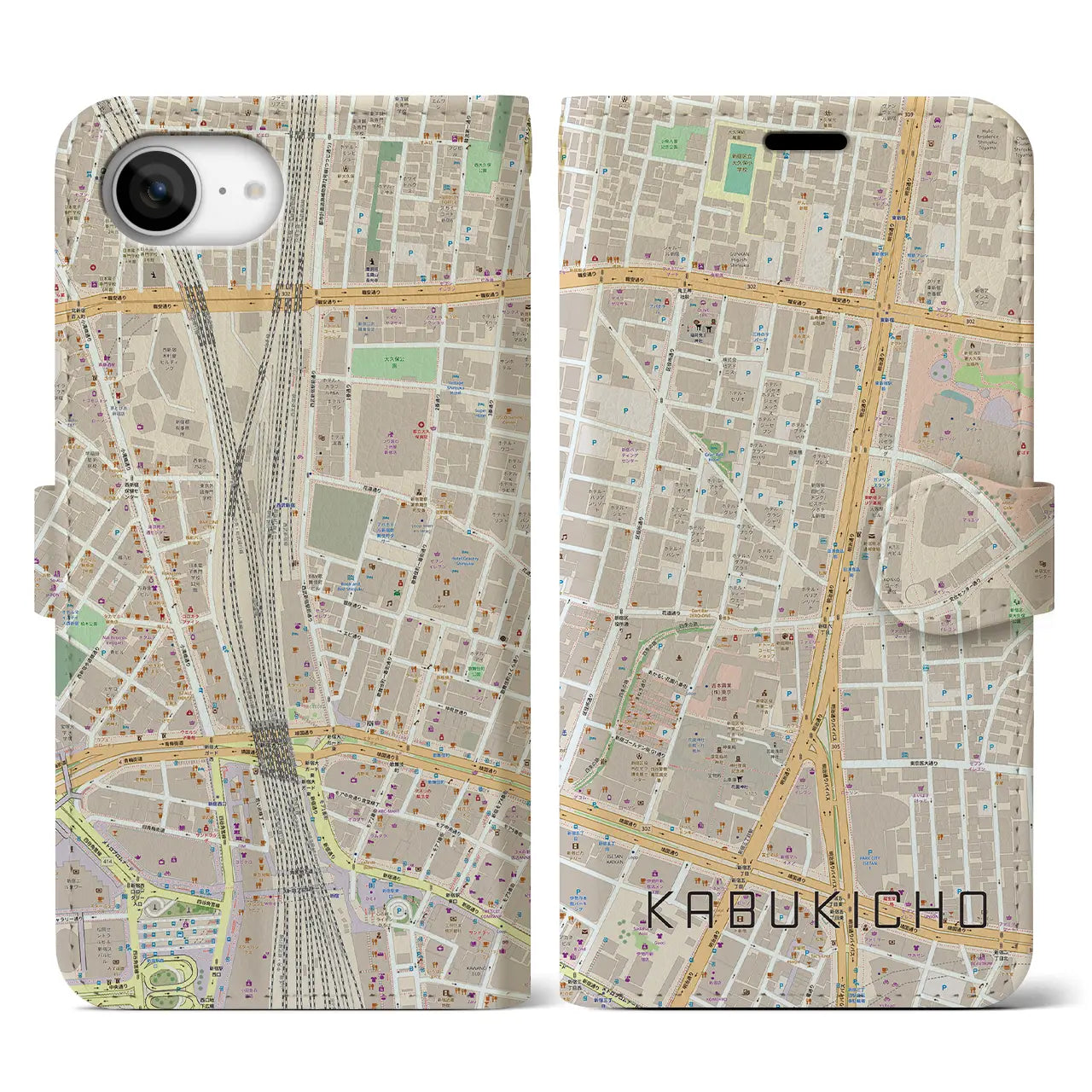 【歌舞伎町(東京都)】地図柄iPhoneケース(手帳タイプ)