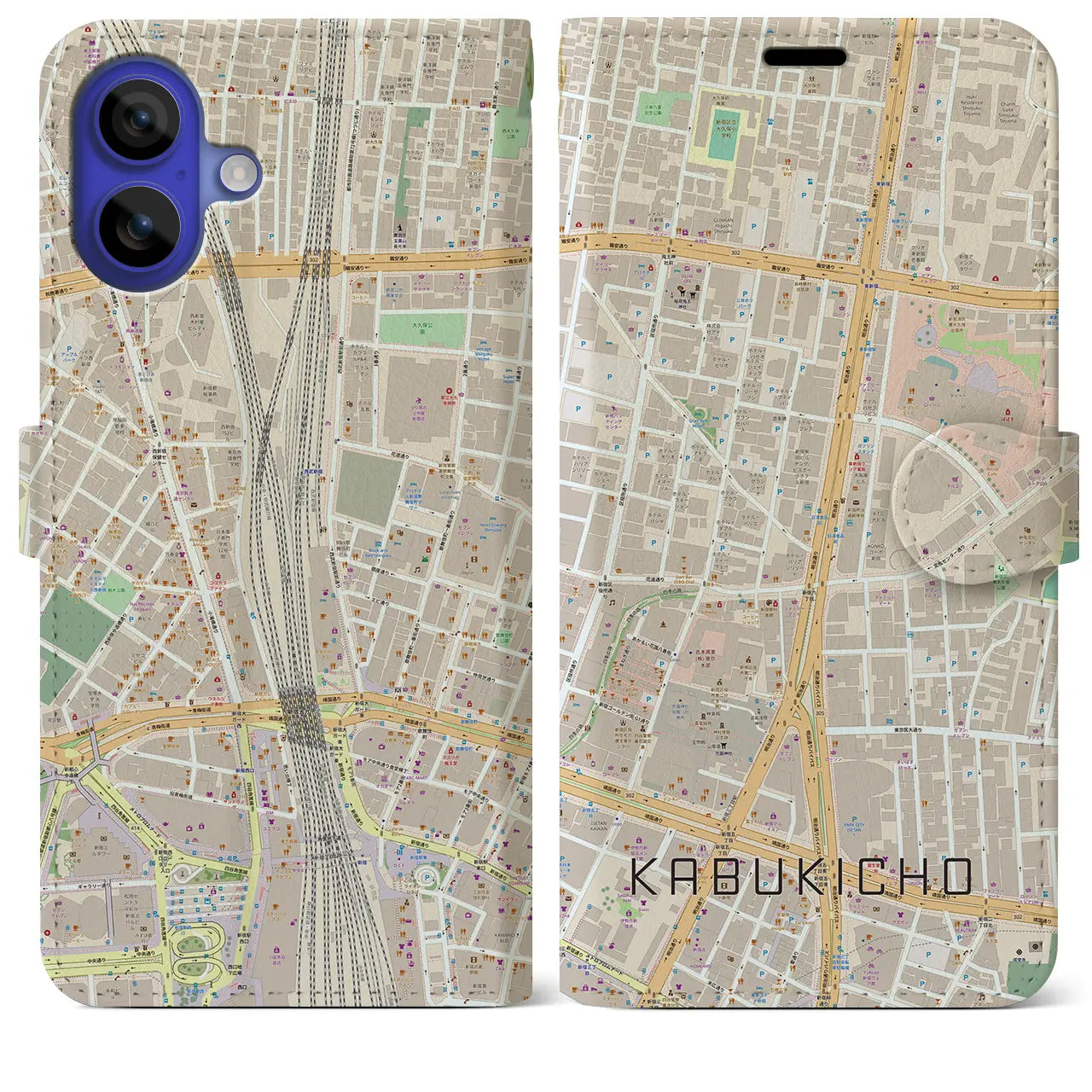 【歌舞伎町(東京都)】地図柄iPhoneケース(手帳タイプ)