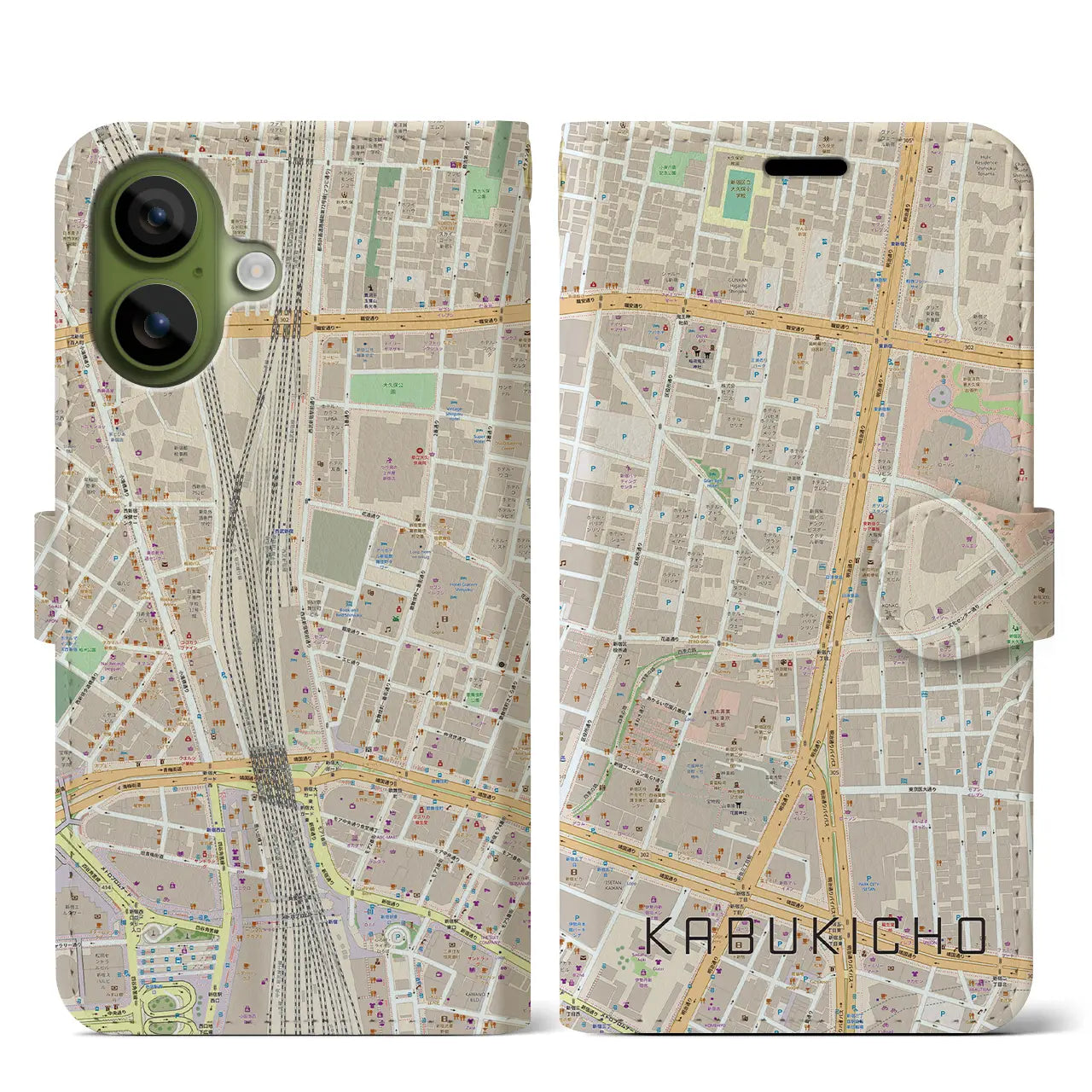 【歌舞伎町(東京都)】地図柄iPhoneケース(手帳タイプ)