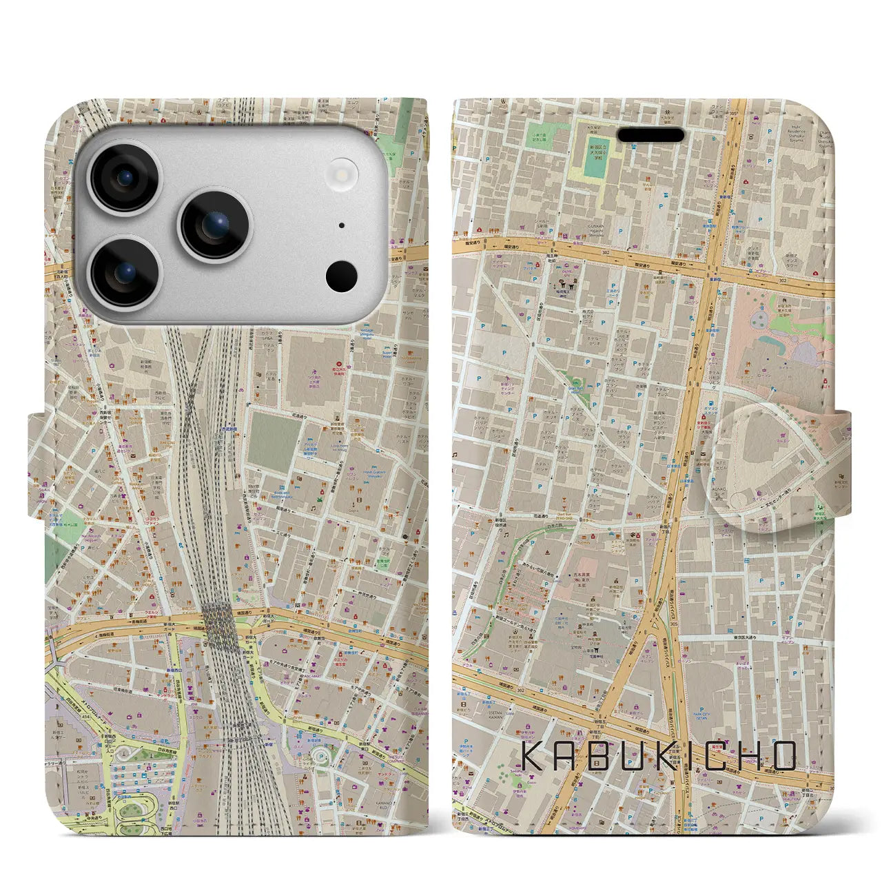 【歌舞伎町(東京都)】地図柄iPhoneケース(手帳タイプ)