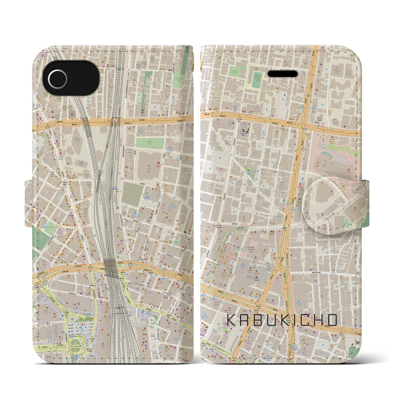 【歌舞伎町(東京都)】地図柄iPhoneケース(手帳タイプ)