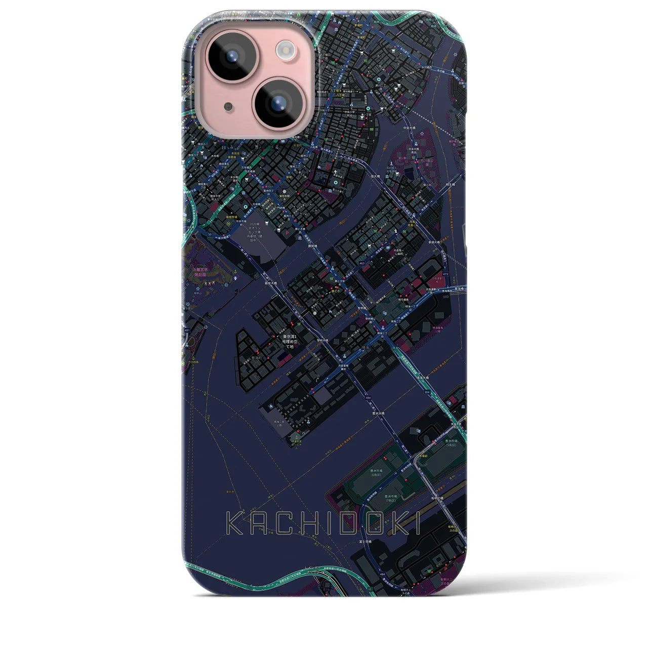 【勝どき(東京都)】地図柄iPhoneケース(バックカバータイプ)