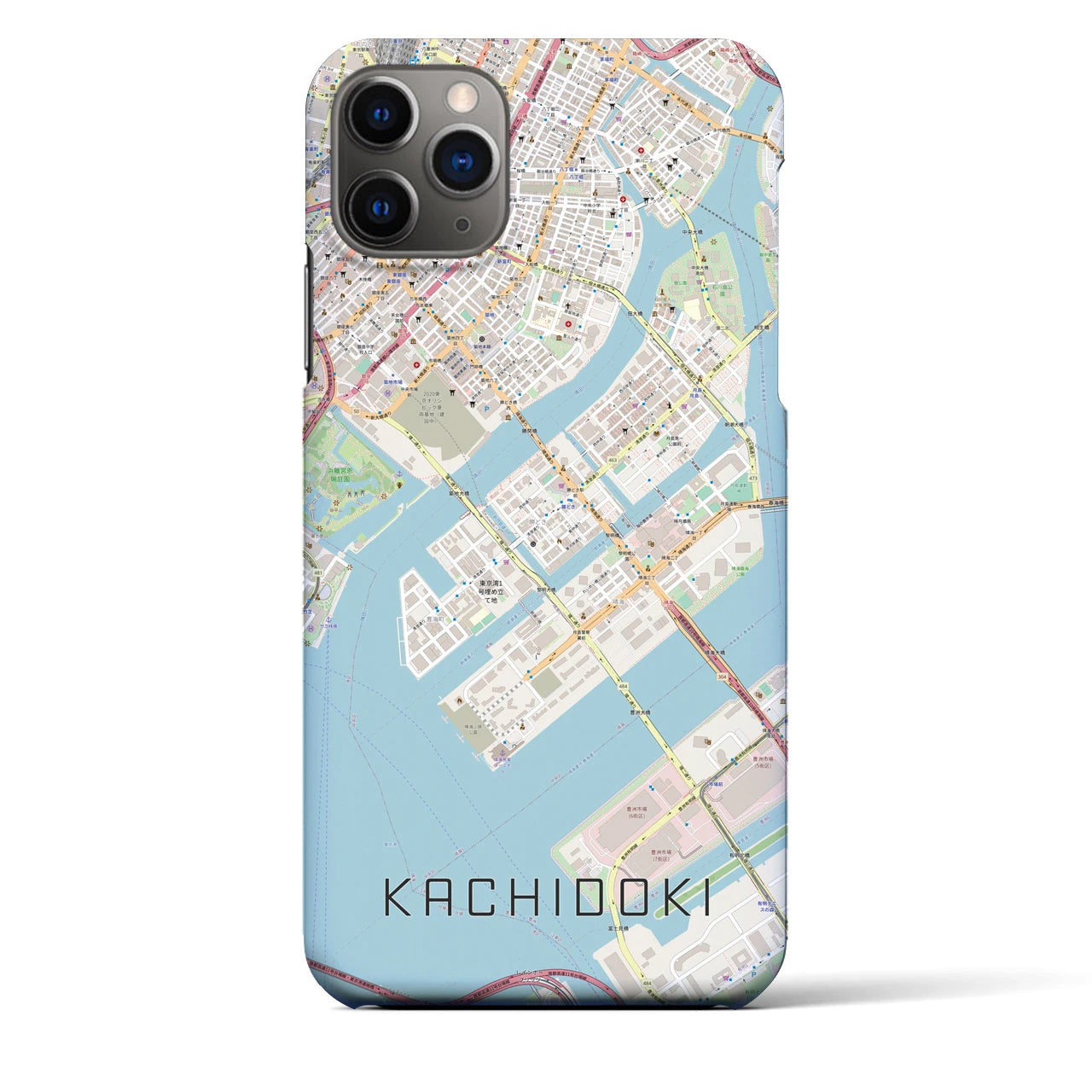 【勝どき(東京都)】地図柄iPhoneケース(バックカバータイプ)