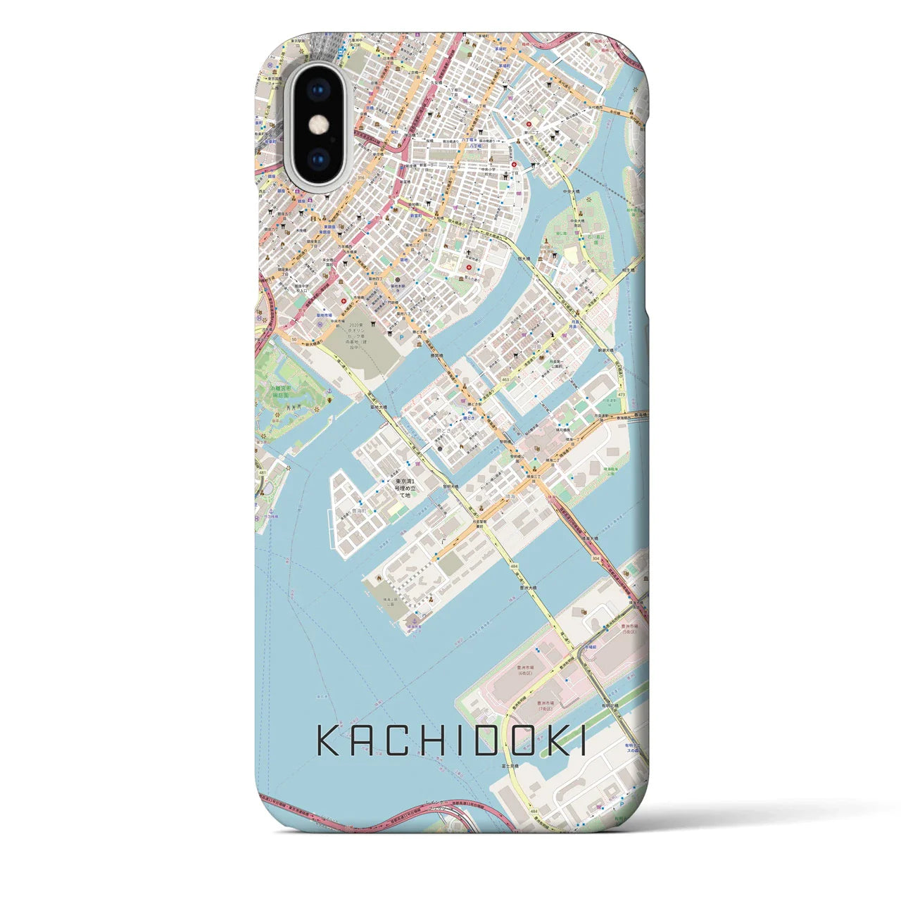 【勝どき(東京都)】地図柄iPhoneケース(バックカバータイプ)