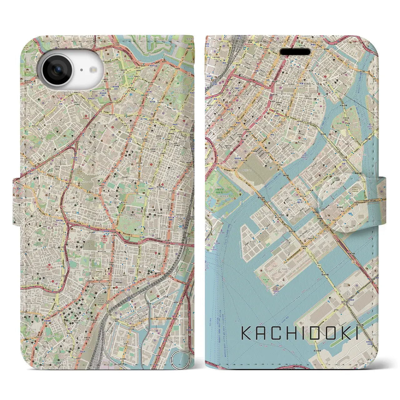 【勝どき(東京都)】地図柄iPhoneケース(手帳タイプ)