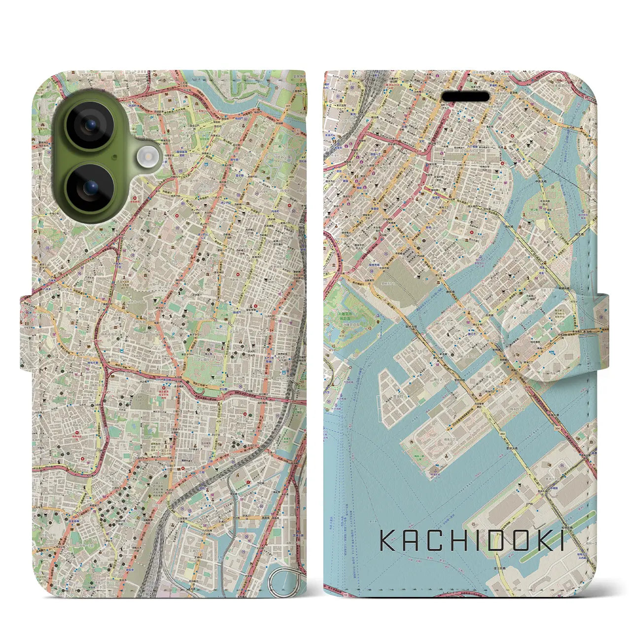 【勝どき(東京都)】地図柄iPhoneケース(手帳タイプ)モノトーン・iPhone 17 Pro Max 用