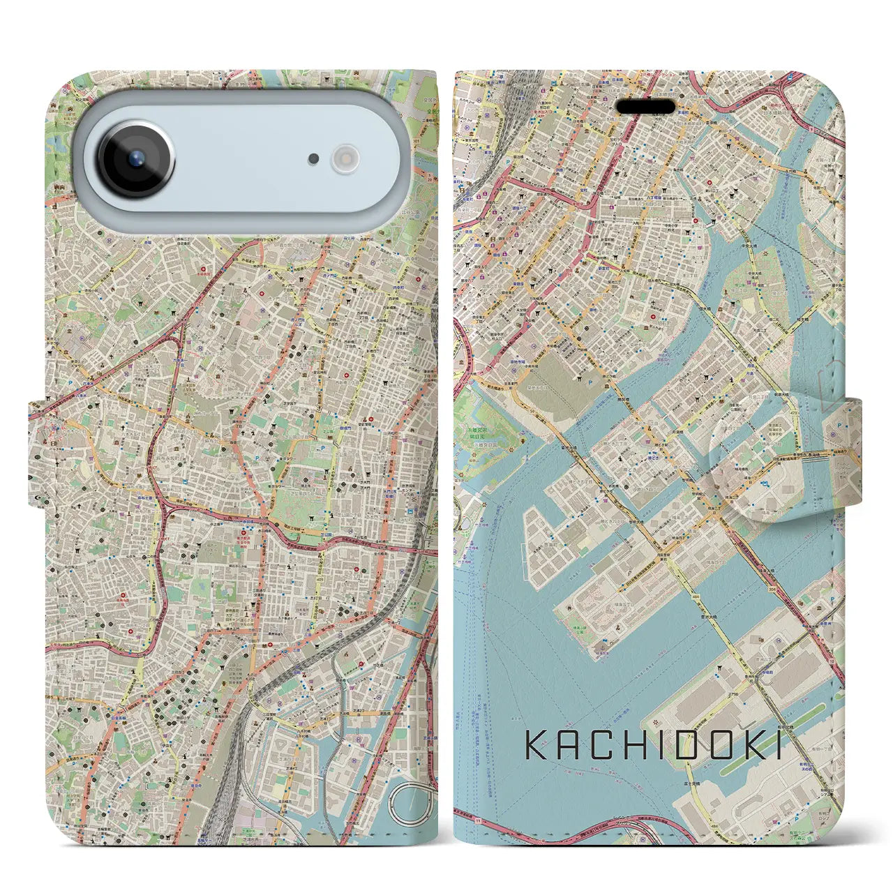 【勝どき(東京都)】地図柄iPhoneケース(手帳タイプ)
