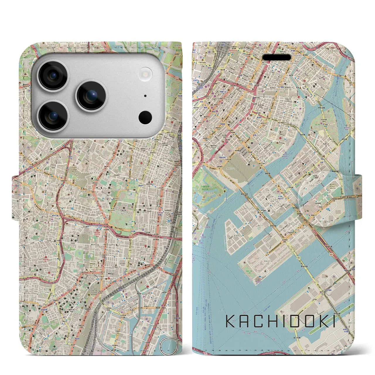 【勝どき(東京都)】地図柄iPhoneケース(手帳タイプ)
