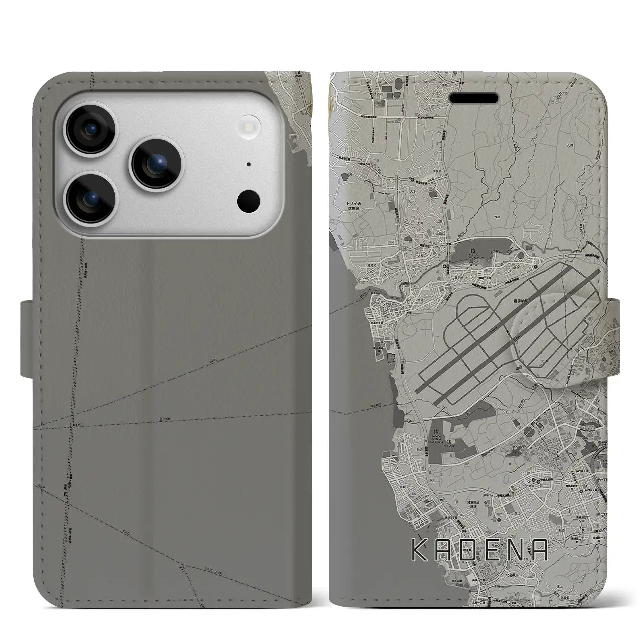 【嘉手納(沖縄県)】地図柄iPhoneケース(手帳タイプ)