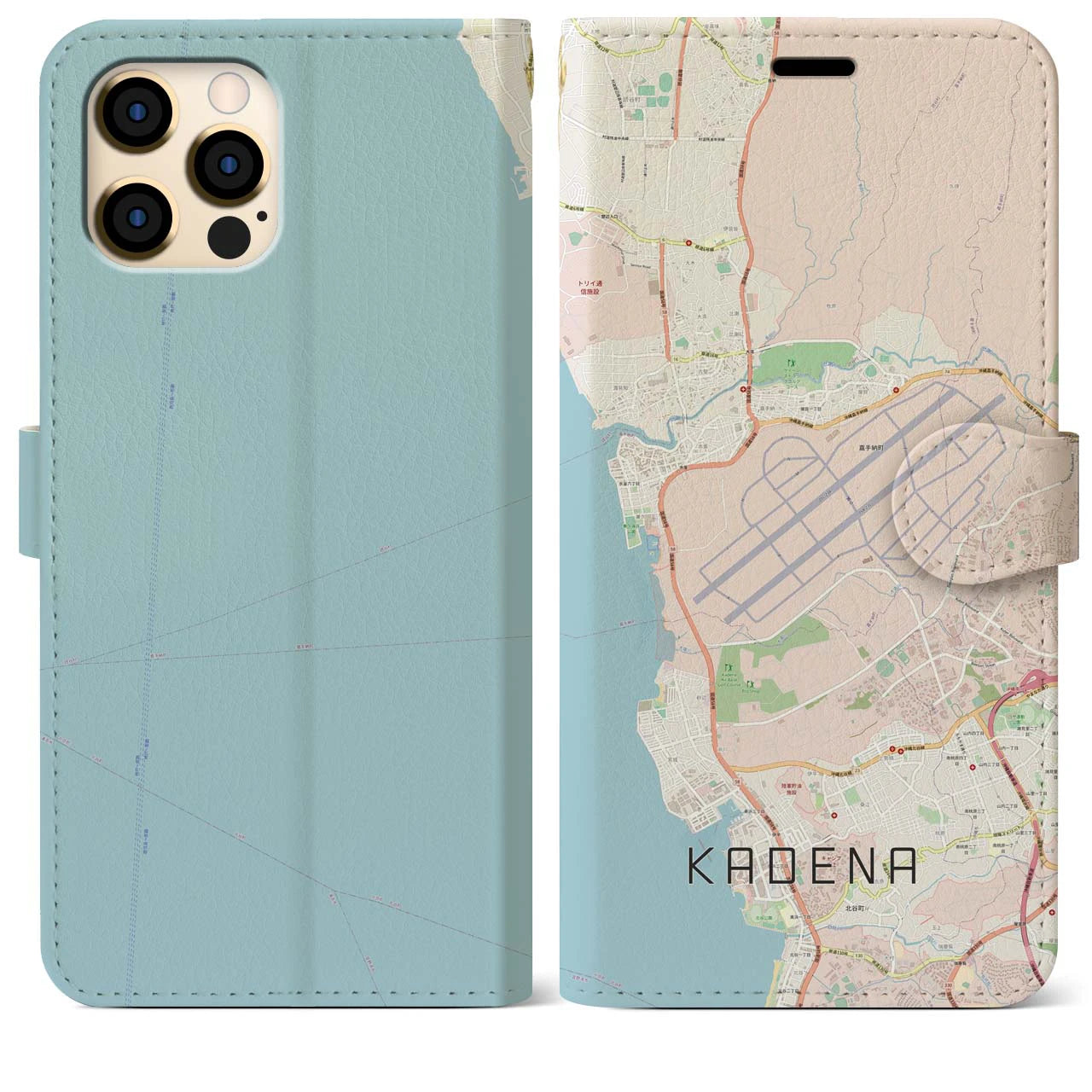 【嘉手納(沖縄県)】地図柄iPhoneケース(手帳タイプ)ナチュラル・iPhone 12 Pro Max 用