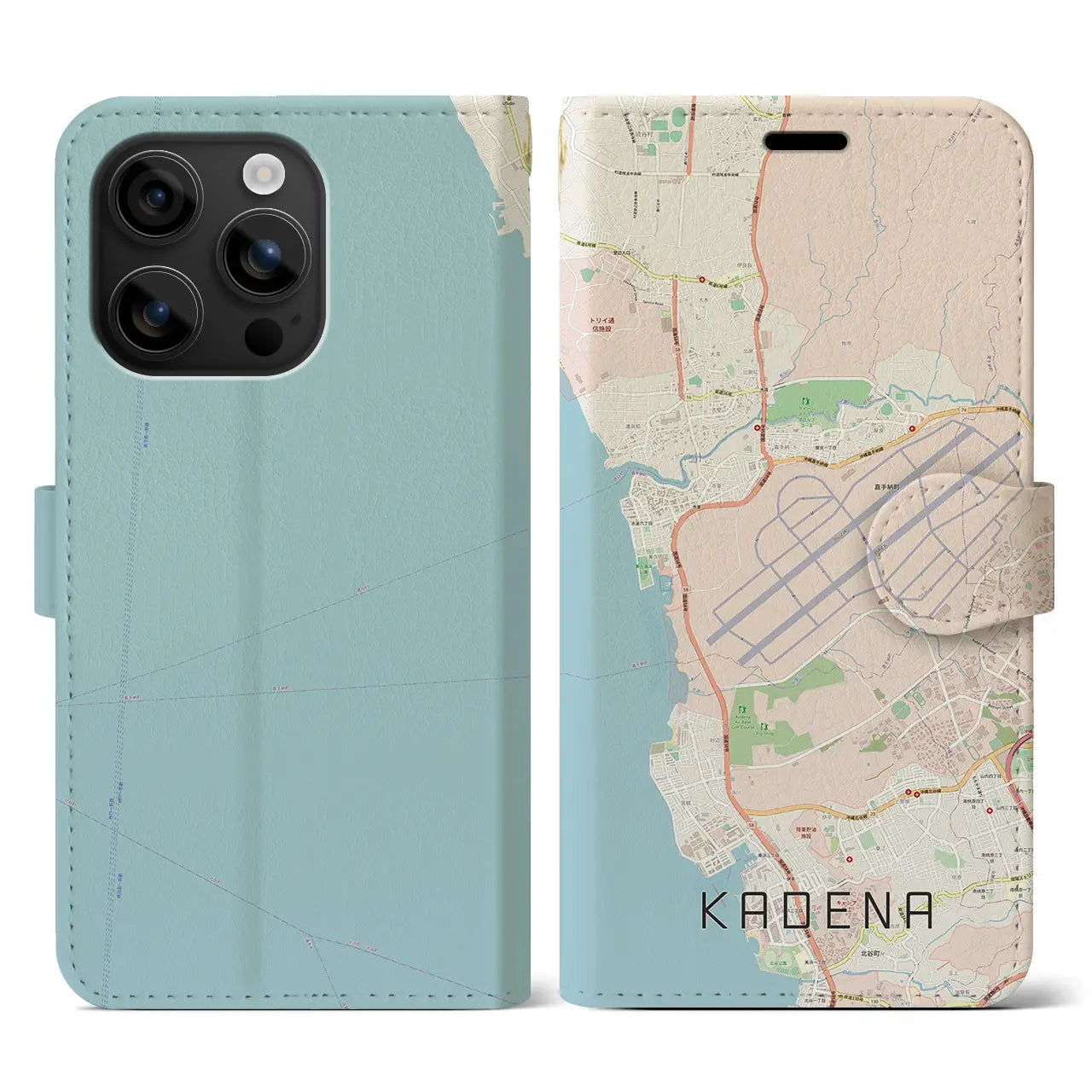 【嘉手納(沖縄県)】地図柄iPhoneケース(手帳タイプ)ナチュラル・iPhone 16 用