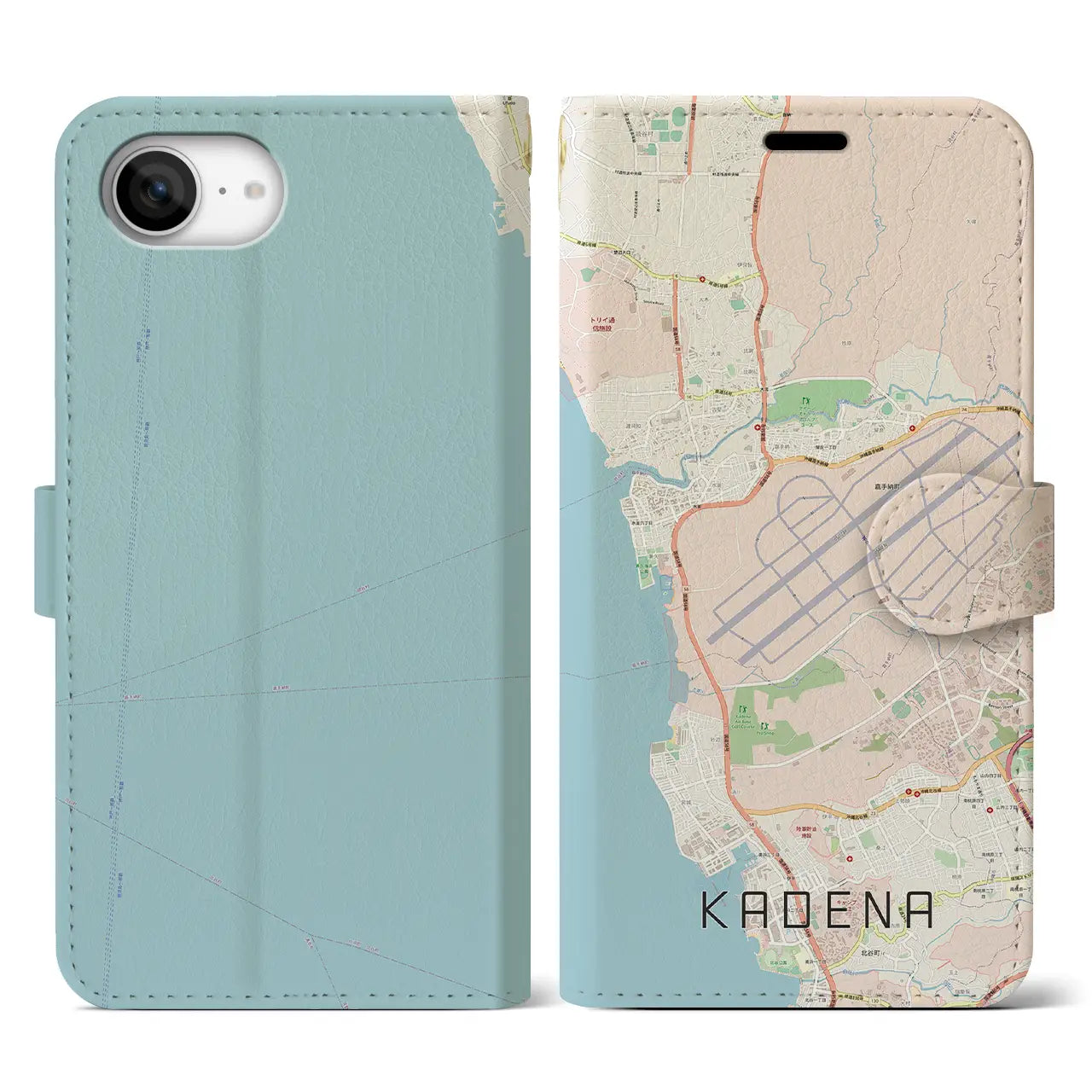 【嘉手納(沖縄県)】地図柄iPhoneケース(手帳タイプ)