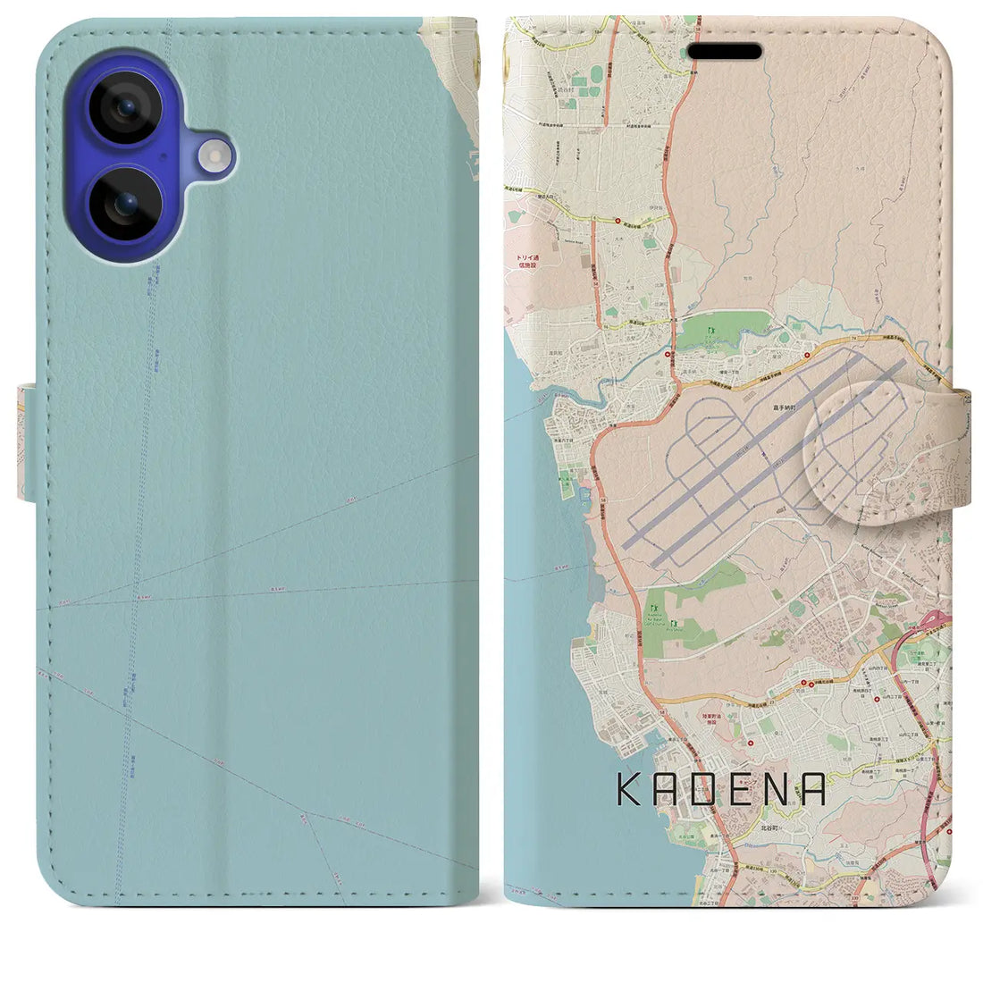 【嘉手納(沖縄県)】地図柄iPhoneケース(手帳タイプ)ナチュラル・iPhone 16 Pro Max 用
