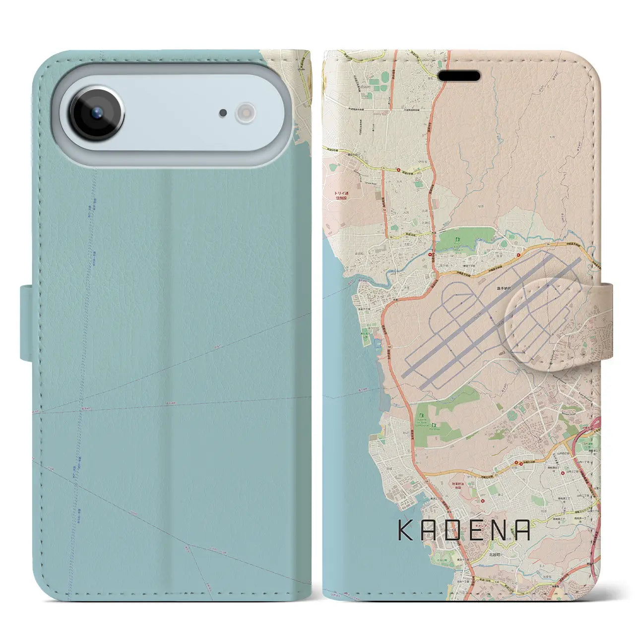 【嘉手納(沖縄県)】地図柄iPhoneケース(手帳タイプ)モノトーン・iPhone 17 Pro Max 用