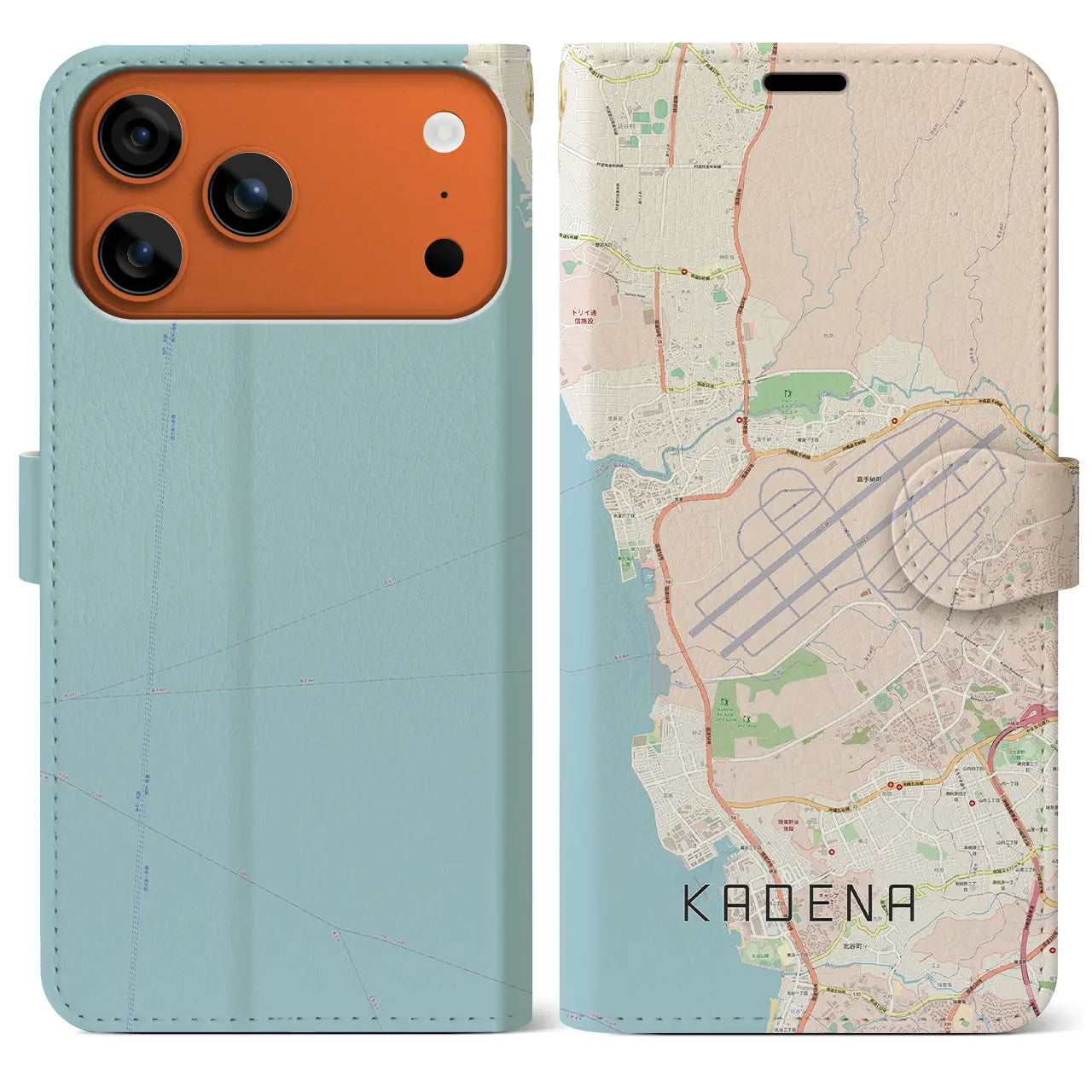 【嘉手納(沖縄県)】地図柄iPhoneケース(手帳タイプ)