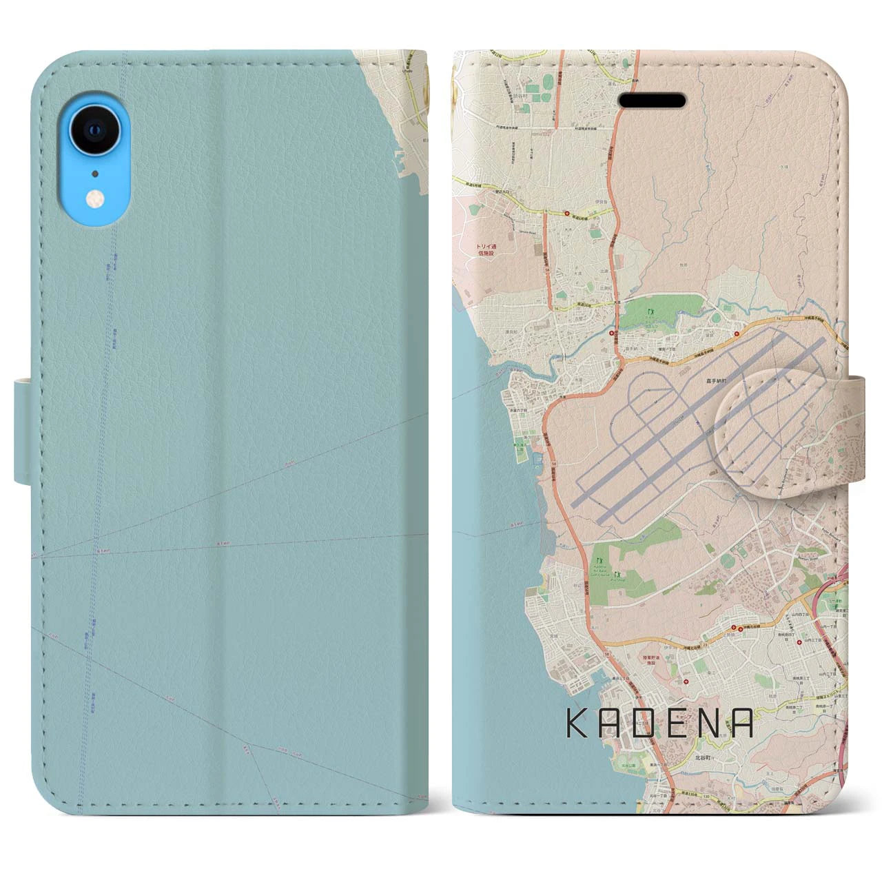 【嘉手納(沖縄県)】地図柄iPhoneケース(手帳タイプ)ナチュラル・iPhone XR 用