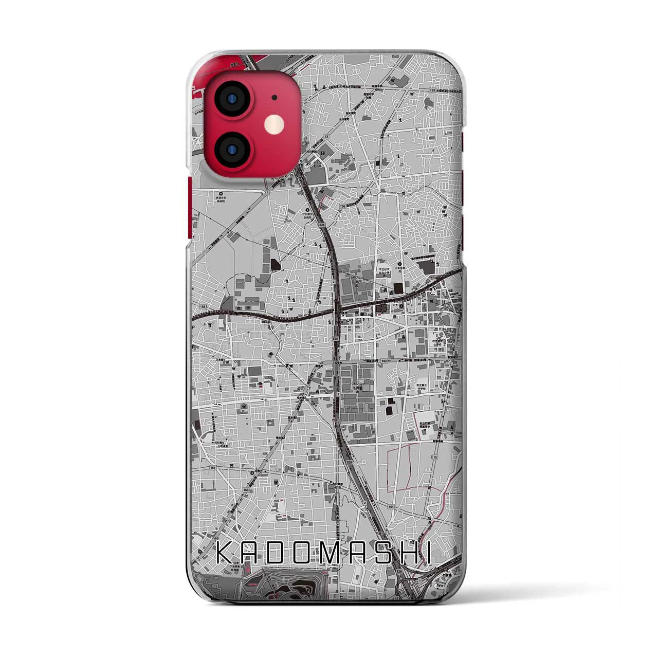 【門真市(大阪府)】地図柄iPhoneケース(クリアタイプ)モノトーン・iPhone 11 用