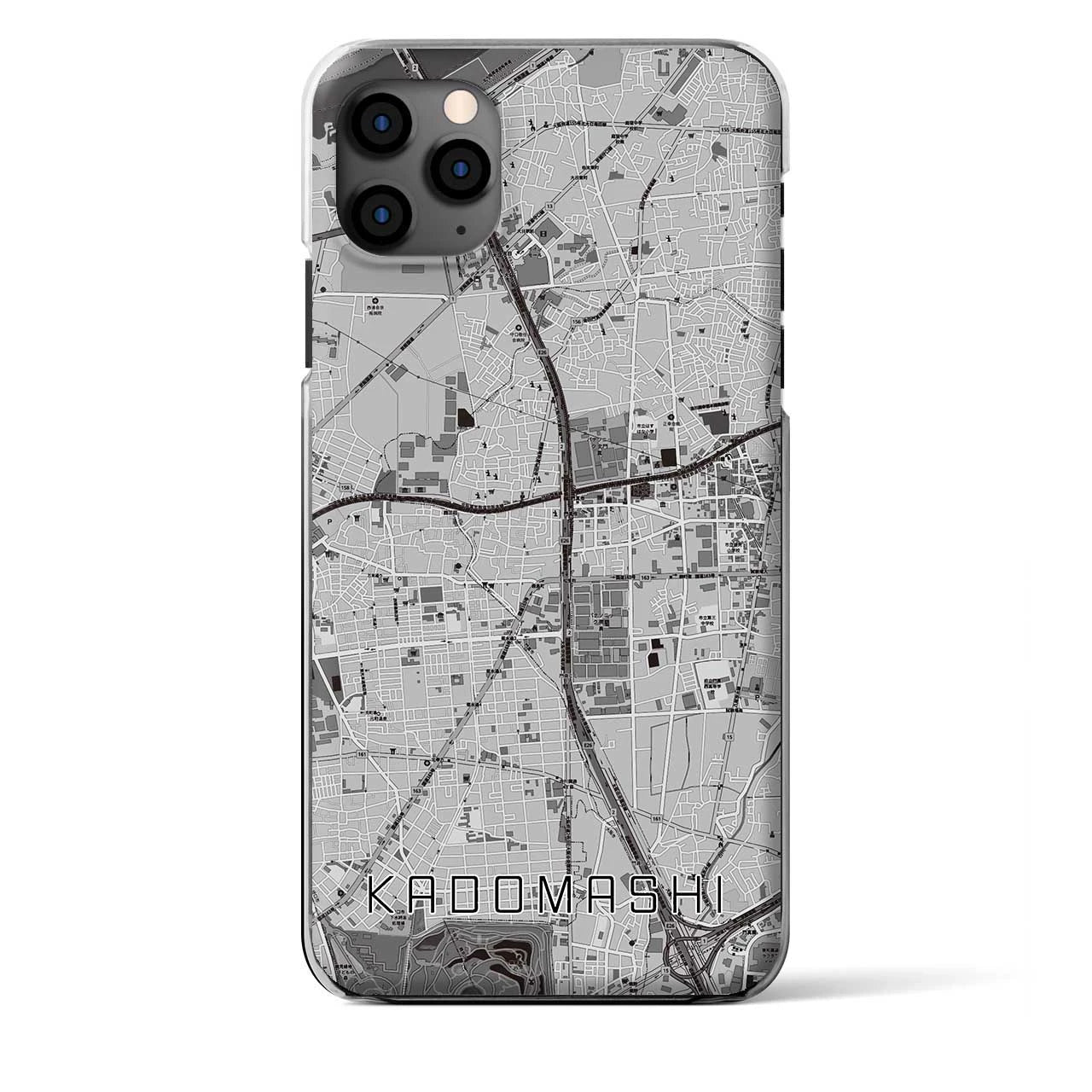 【門真市(大阪府)】地図柄iPhoneケース(クリアタイプ)モノトーン・iPhone 11 Pro Max 用