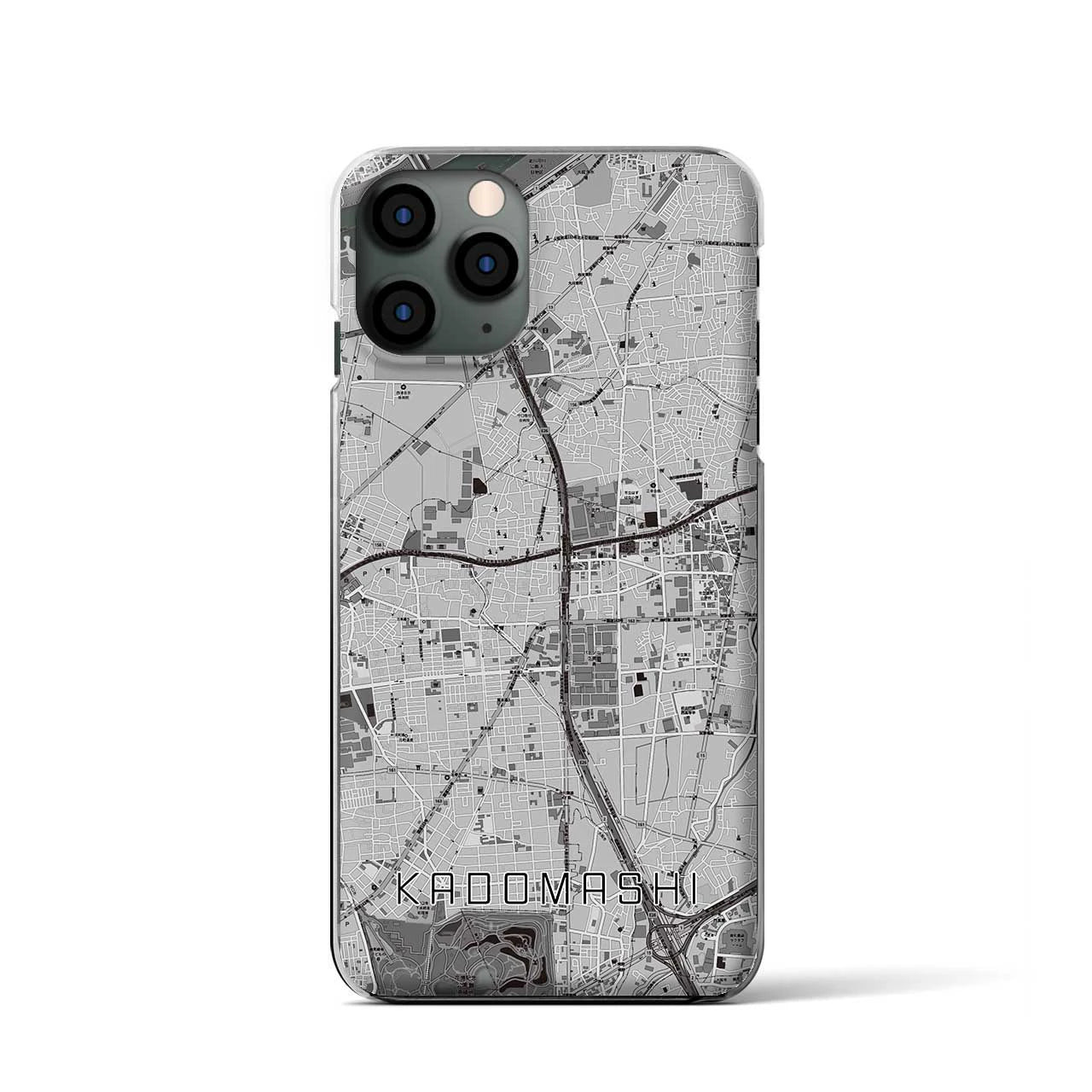【門真市(大阪府)】地図柄iPhoneケース(クリアタイプ)モノトーン・iPhone 11 Pro 用