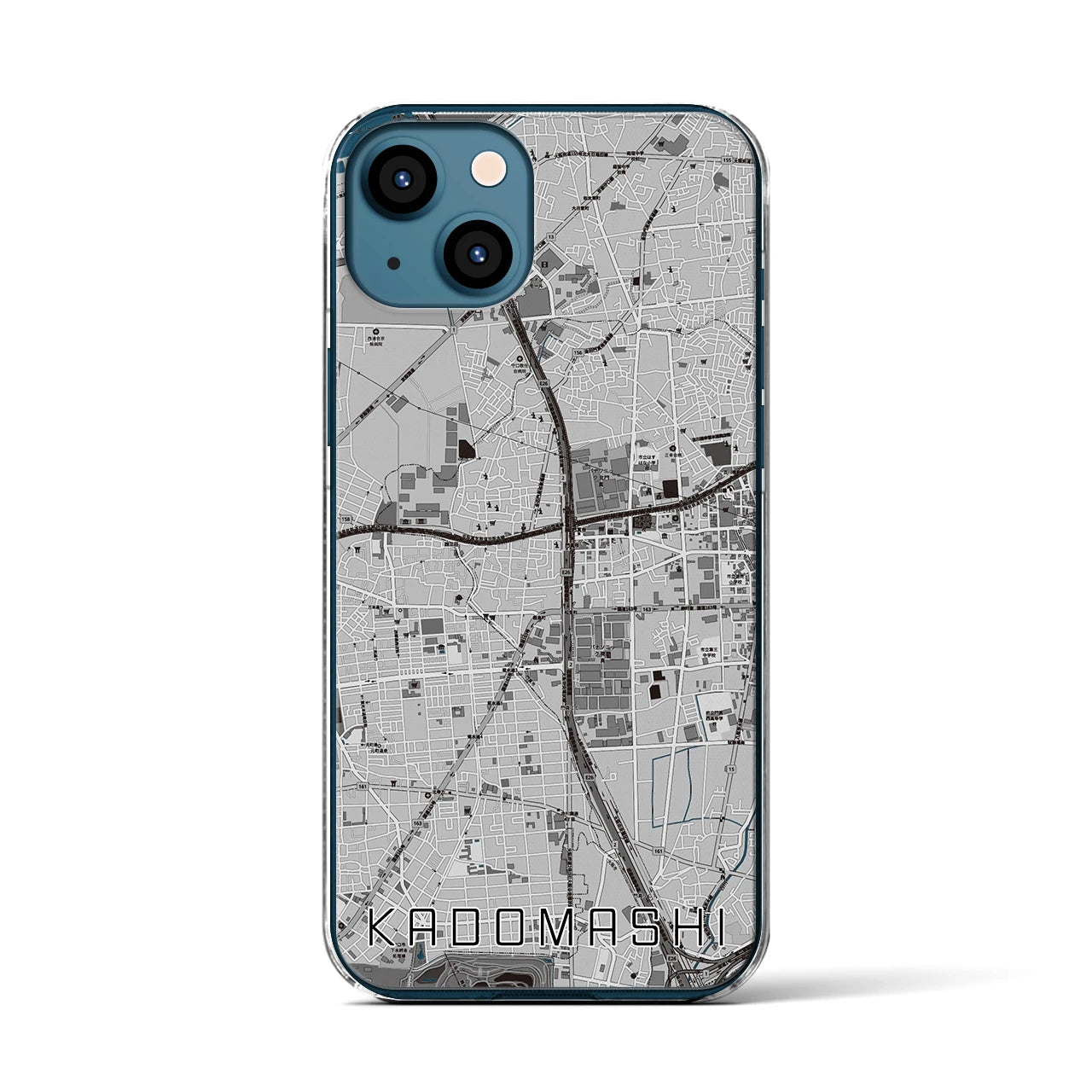 【門真市(大阪府)】地図柄iPhoneケース(クリアタイプ)モノトーン・iPhone 13 用
