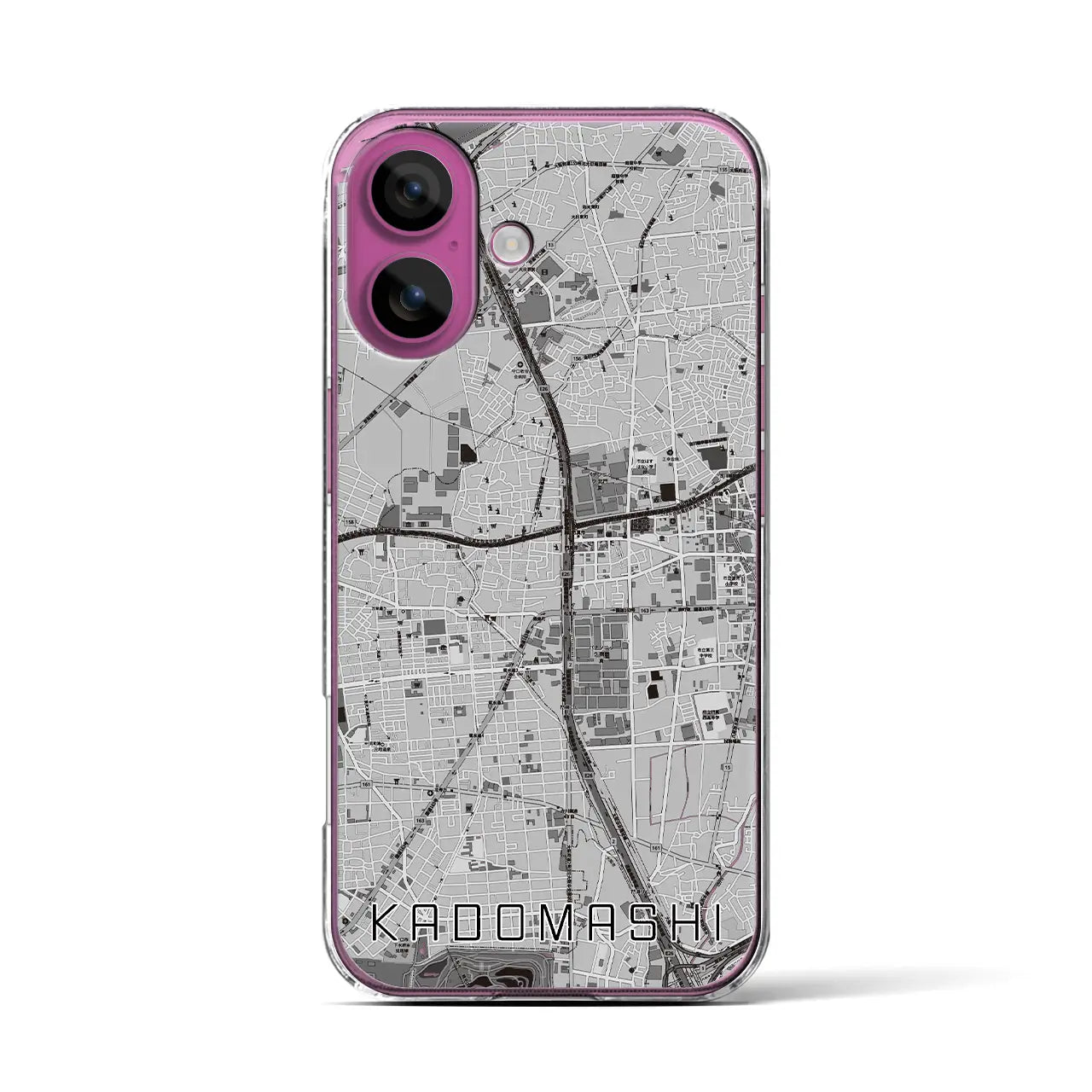【門真市(大阪府)】地図柄iPhoneケース(クリアタイプ)モノトーン・iPhone 16 Pro 用