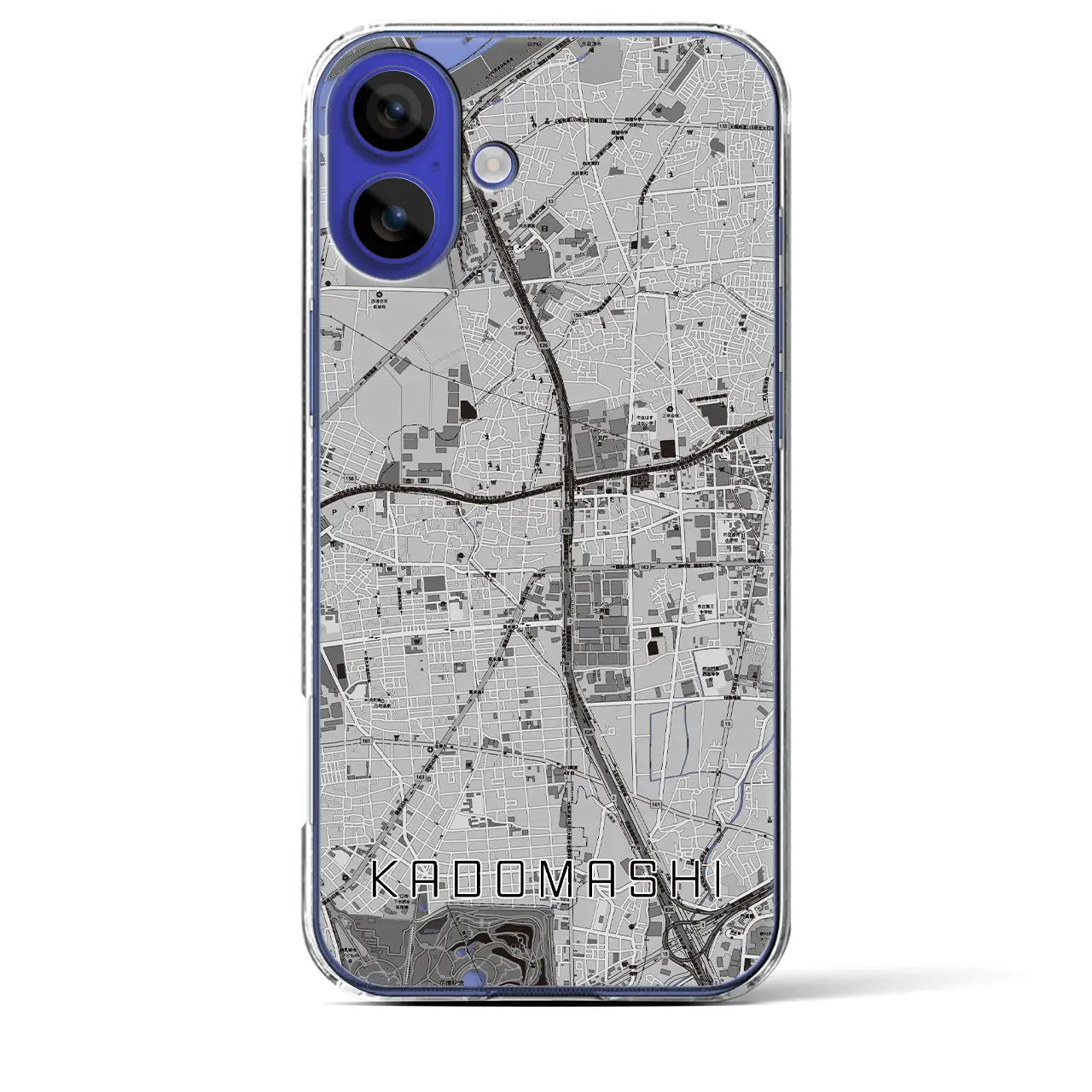 【門真市(大阪府)】地図柄iPhoneケース(クリアタイプ)モノトーン・iPhone 16 Pro Max 用