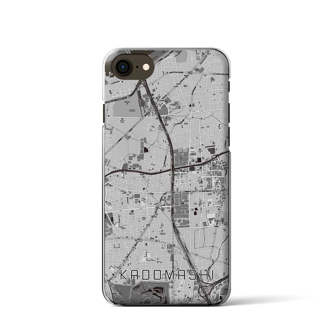 【門真市(大阪府)】地図柄iPhoneケース(クリアタイプ)モノトーン・iPhone SE(第3 / 第2世代) / 8 / 7 / 6s / 6 用