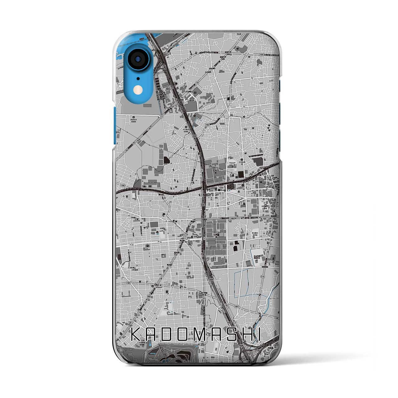 【門真市(大阪府)】地図柄iPhoneケース(クリアタイプ)モノトーン・iPhone XR 用