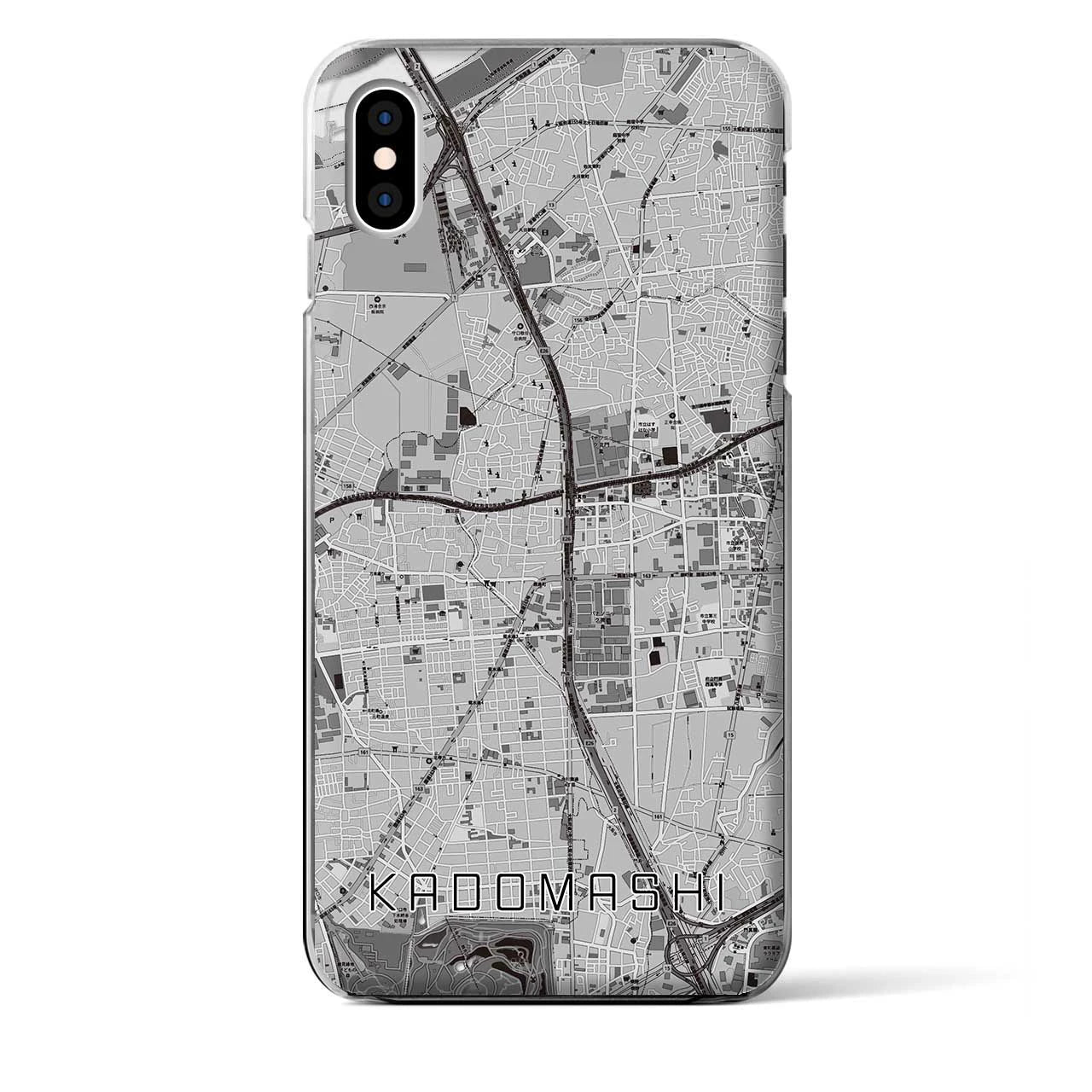 【門真市(大阪府)】地図柄iPhoneケース(クリアタイプ)モノトーン・iPhone XS Max 用