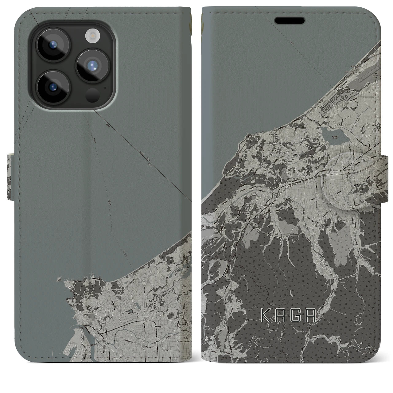 【加賀(石川県)】地図柄iPhoneケース(手帳タイプ)