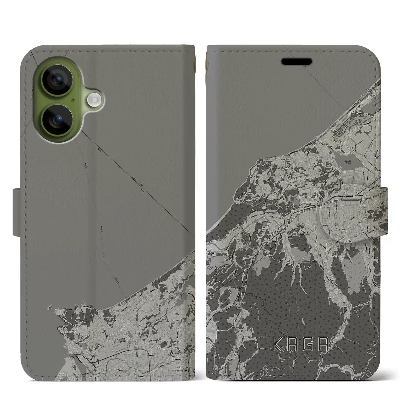 【加賀(石川県)】地図柄iPhoneケース(手帳タイプ)