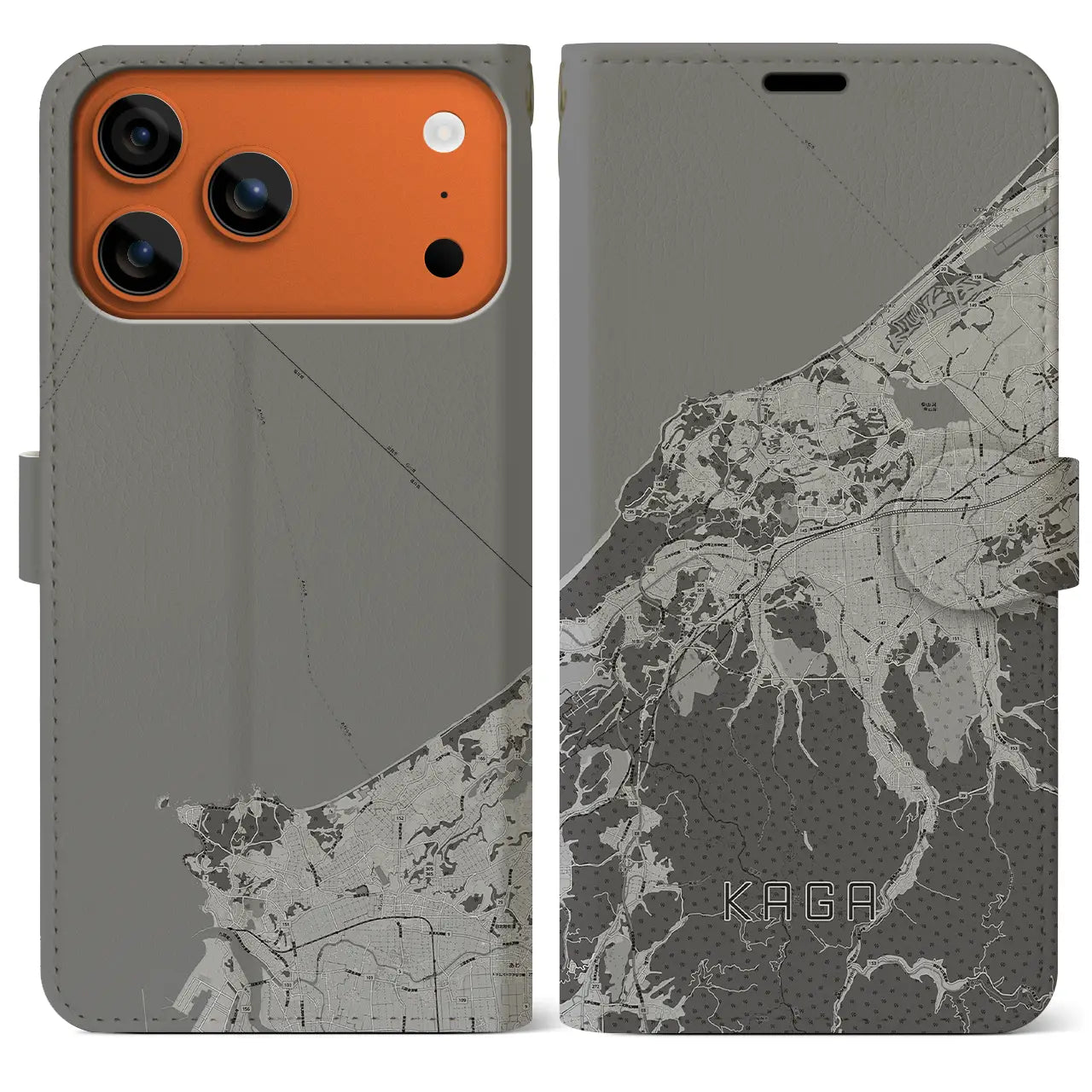 【加賀(石川県)】地図柄iPhoneケース(手帳タイプ)