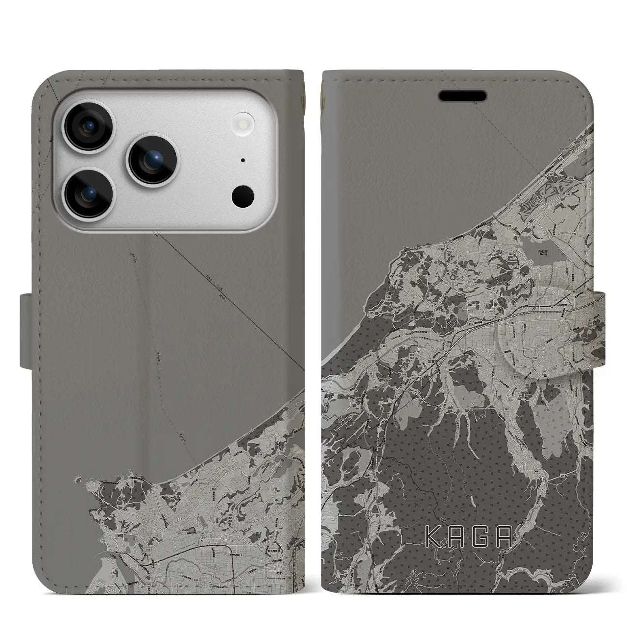 【加賀(石川県)】地図柄iPhoneケース(手帳タイプ)